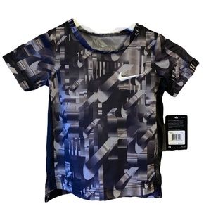 Nike Dri-Fit swoosh lazer graphic jersey knit top short sleeve shirt mesh 4 XS
